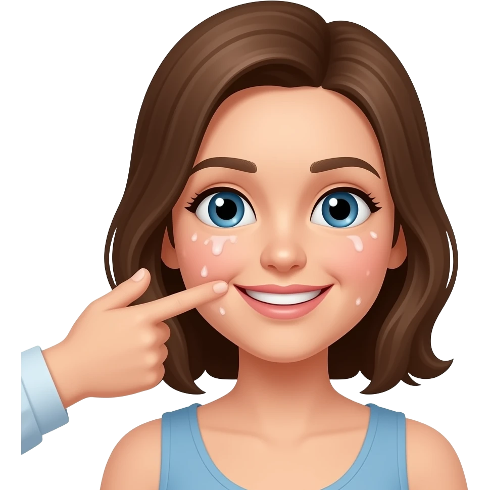 Smiling lady receiving cum all over her face emoji