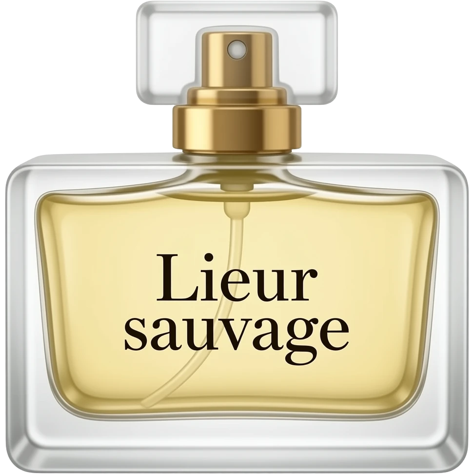 Ecrit sur la bouteille de parfum Lueur sauvage emoji