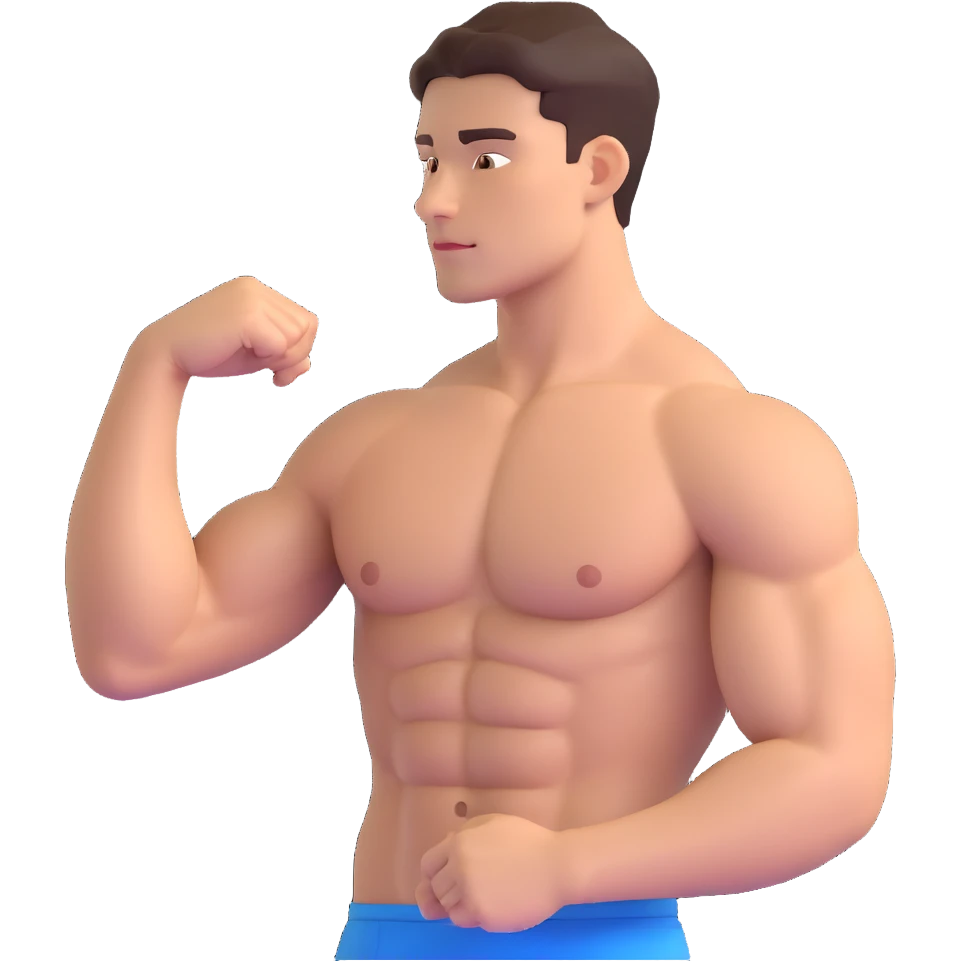 muscular young man's shoulder, shirtless emoji