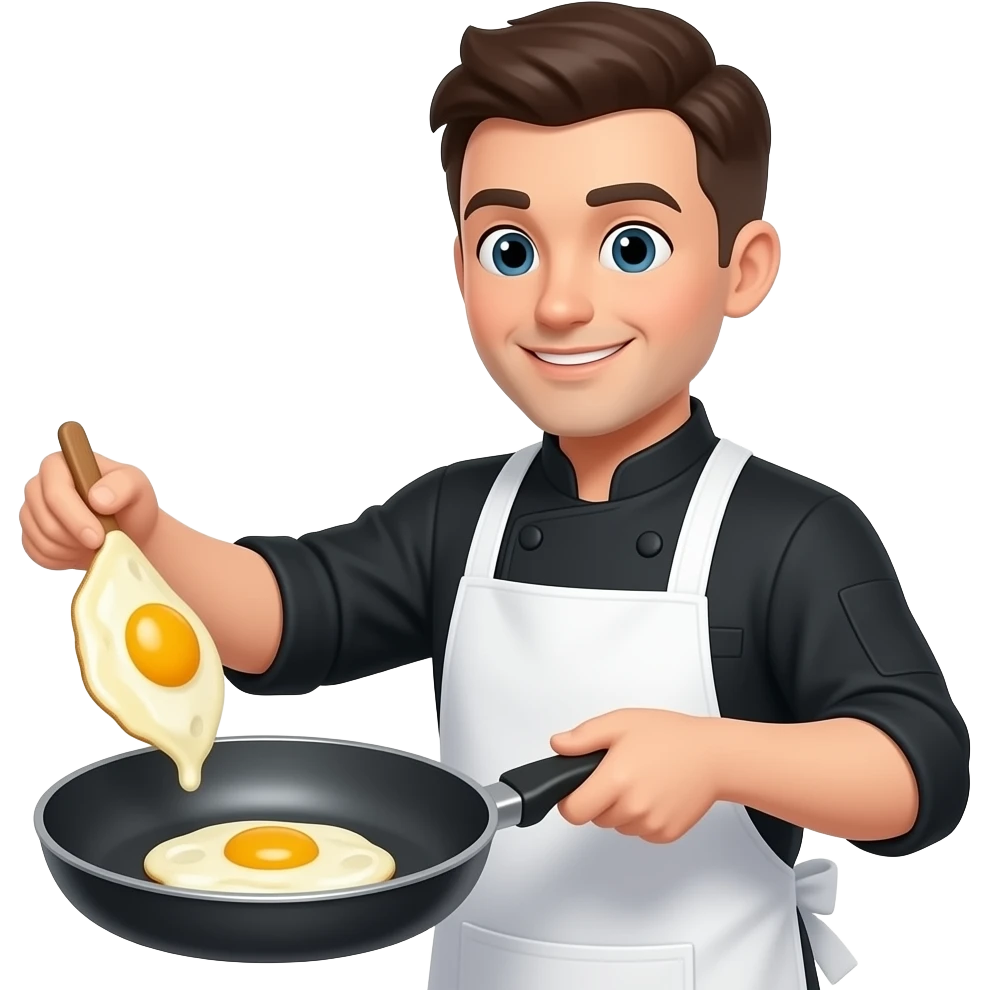 chef Making Omelette closeup, bust size emoji