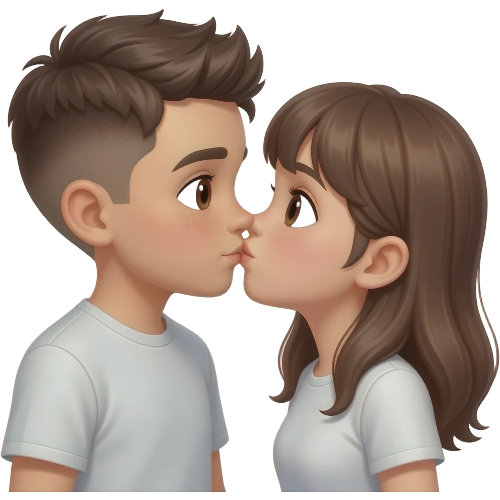 Kahverengi gözlü, Kumral, Buzz Cut saçlı erkek çocuk sı biraz daha uzun olsun ve yanına yakışan bir kız koy öpüşsünler daha çok yapışsınlar emoji