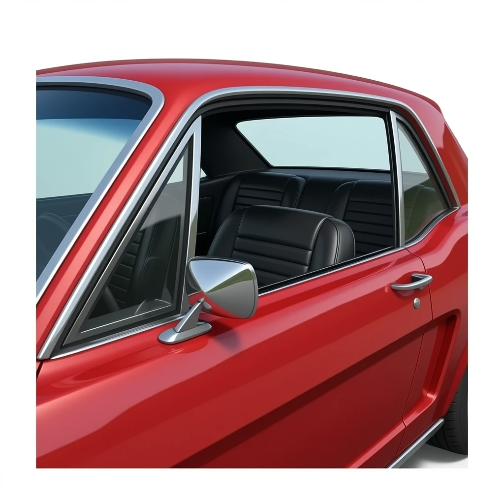black backseat of a red ford mustang 1968 coupe emoji