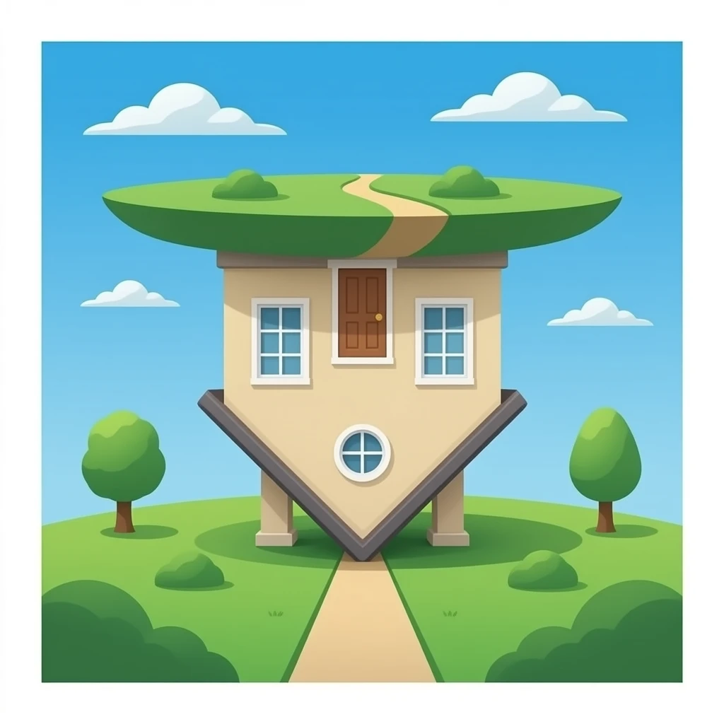 Silhouette of an upside-down house emoji