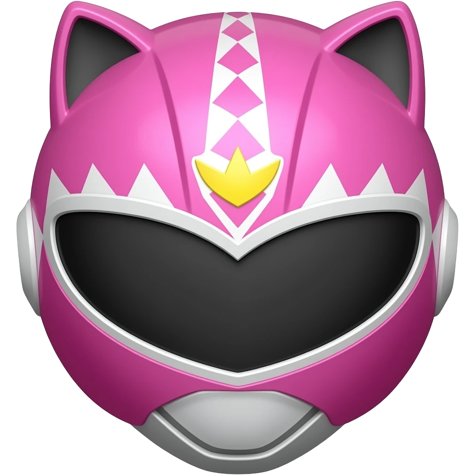 Pink cat power ranger helmet emoji