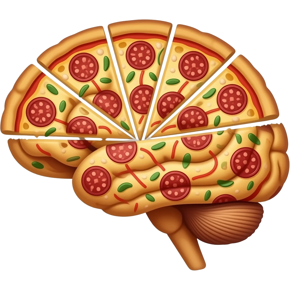 Thinking brain pizza emoji