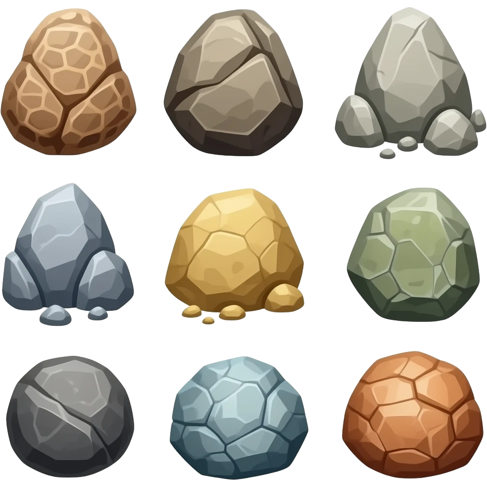 different emojis for rocks with more textures emoji