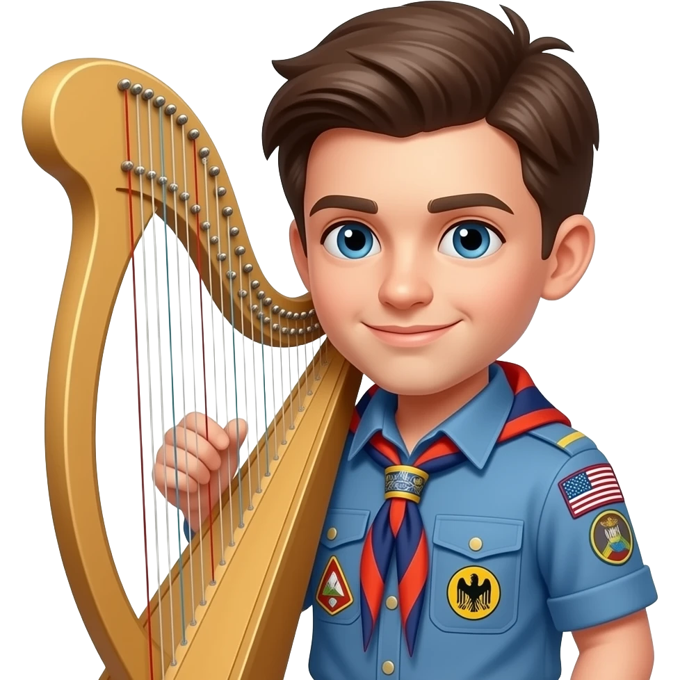 german boy scout with blues harp emoji