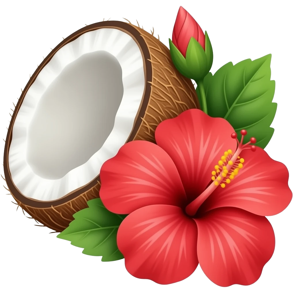 Coconut with hibiscus emoji