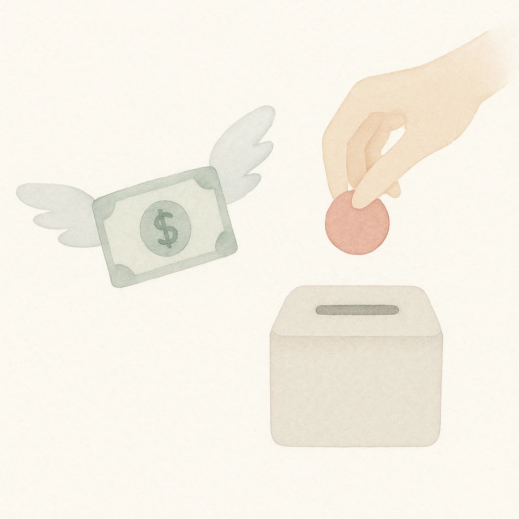 money with wings, donation emoji, watercolor style emoji