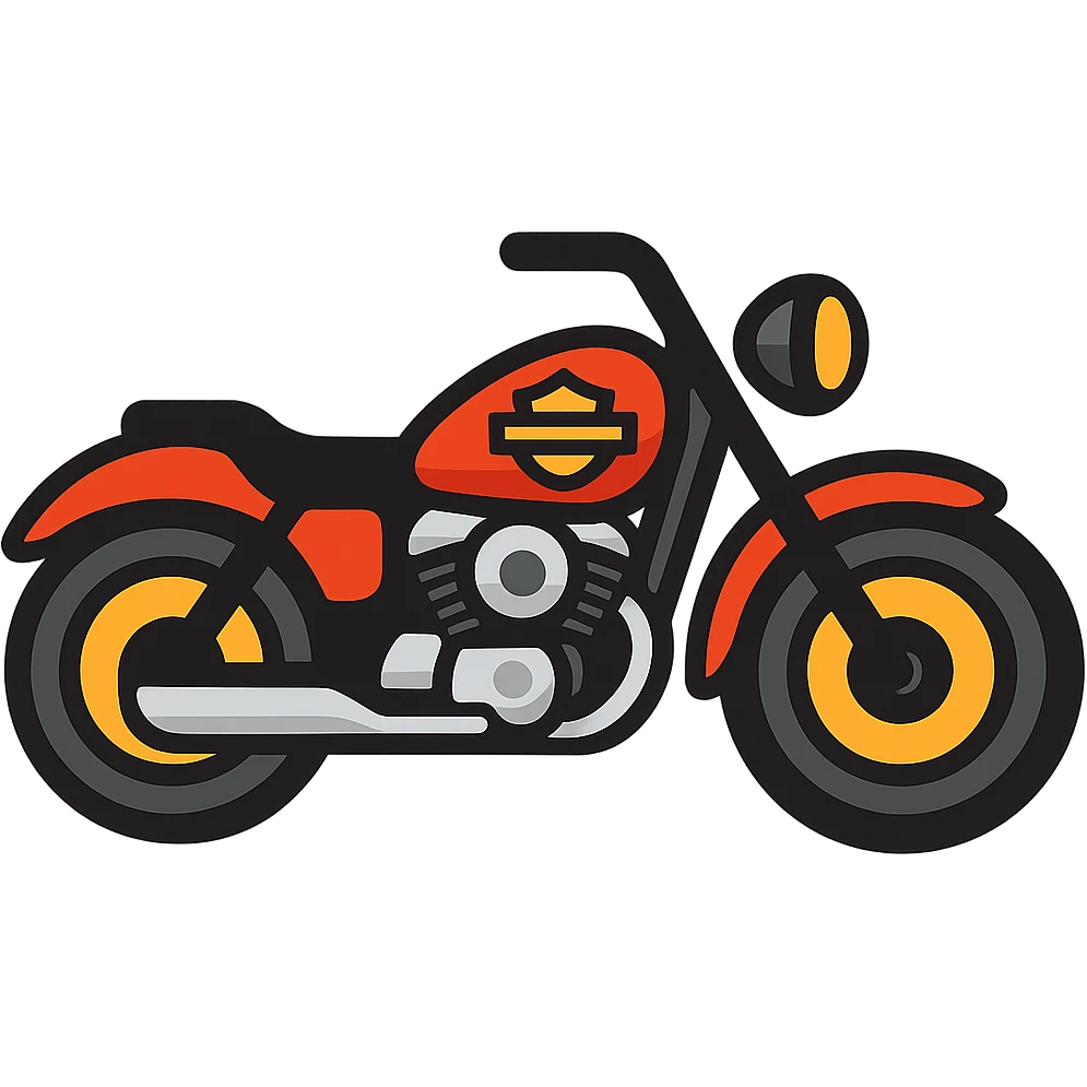 Harley-Davidson classic motorcycle, Emoji style, red emoji