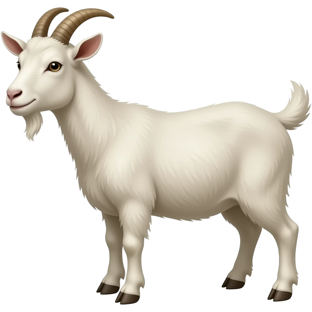 Custom iOS emoji with no blur and a white background. The topic of the emoji is "goat with no legs". It MUST maintain the general apple iOS emoji style. emoji