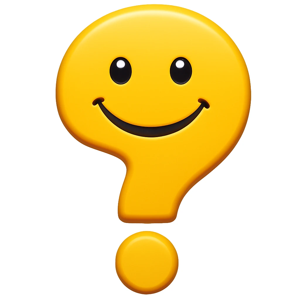 Add a smiling face to the funny question mark in the same style as the original image. emoji
