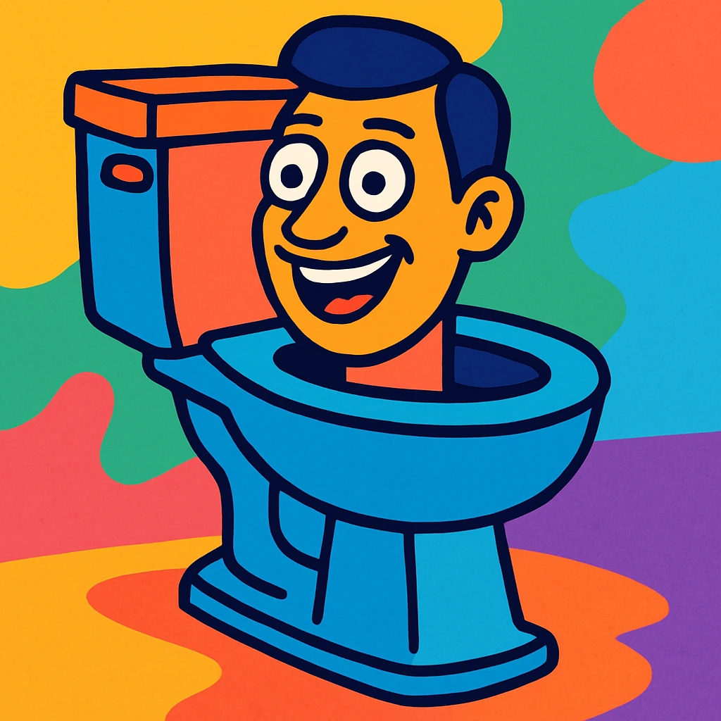 skibidi toilet, a toilet with a head, vibrant toon style emoji
