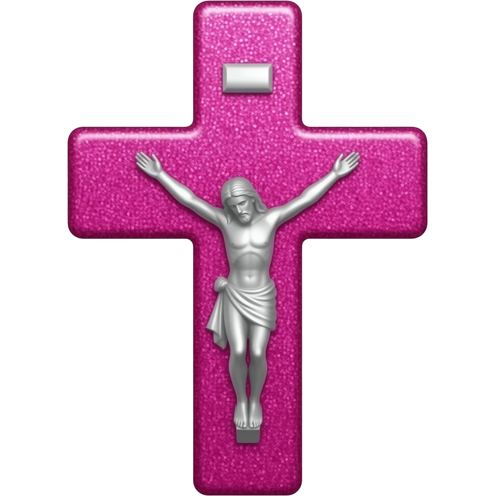 cruz sagrada rosa fucshia  brilhante  glitter emoji