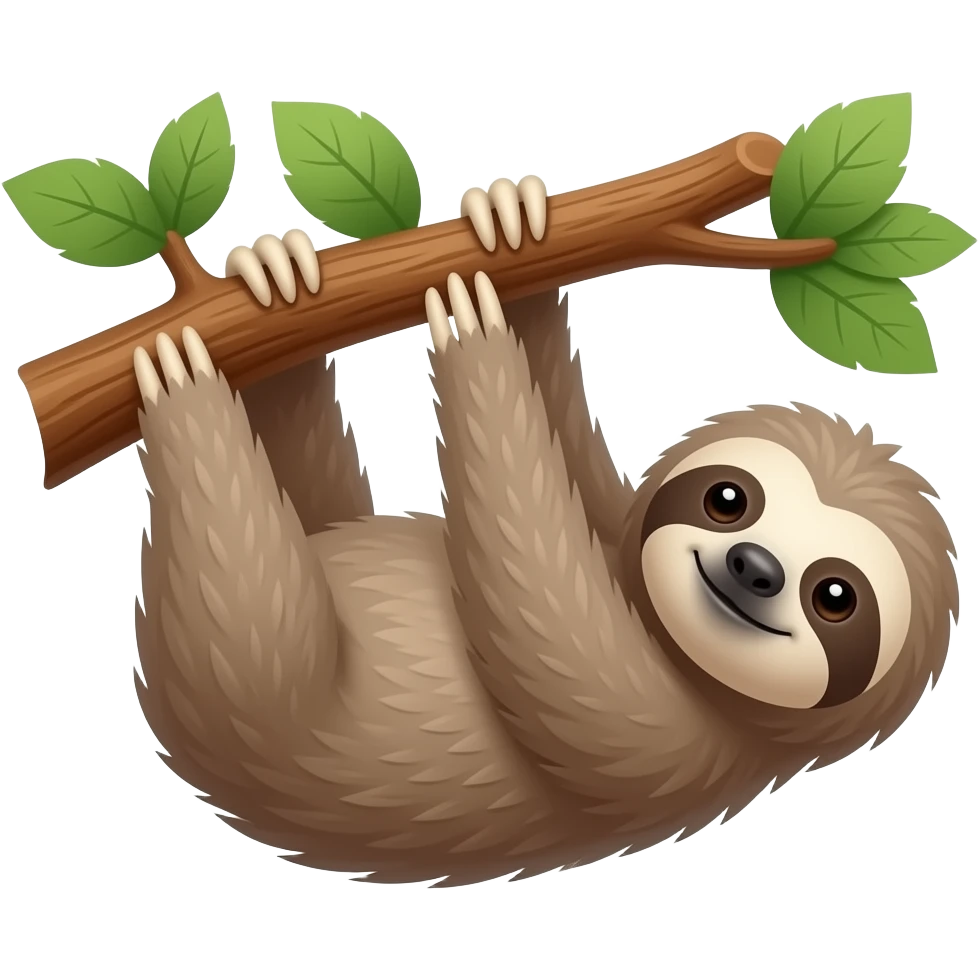 Sloth on a tree branch emoji