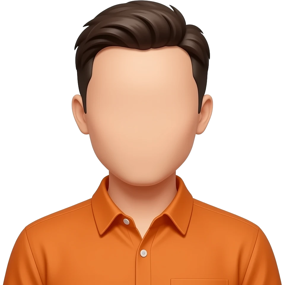 Turuncu gömlekli yüzü olmayan emoji