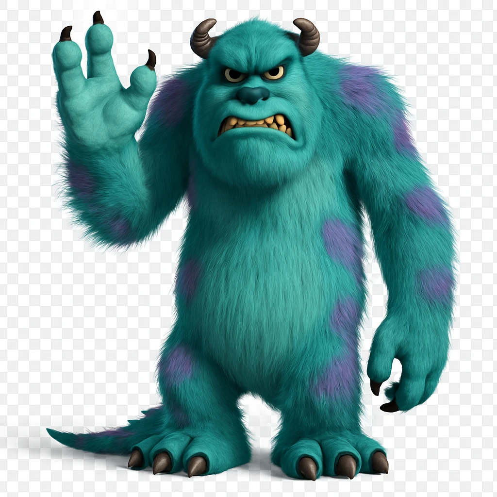 Edit the blue monster's face to have an angry expression. Keep the picture quality, color, and style the same. Only change the facial expression to angry. emoji