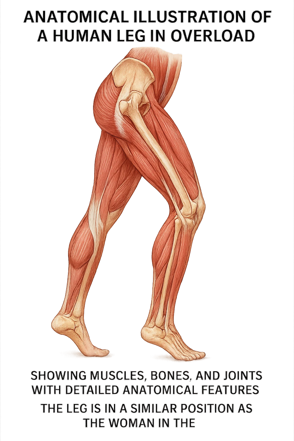 FOTO IDENTICA PRENDI SPUNTO DALLA FOTO E FAMMI A LIVELLO ANATOMICO LA GAMBA IN SOVRACCARICO emoji