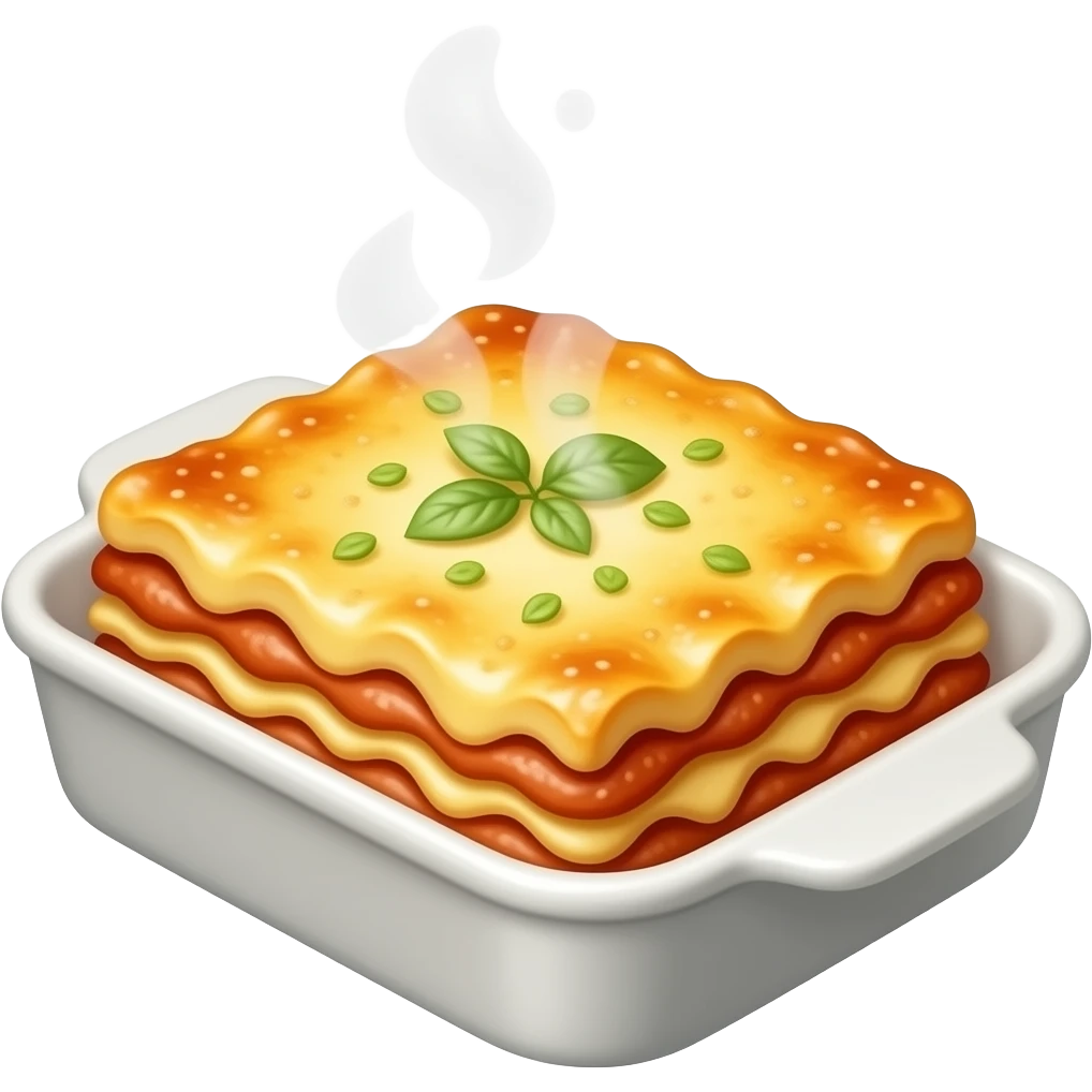 lasagna in porcelain tray realistic emoji