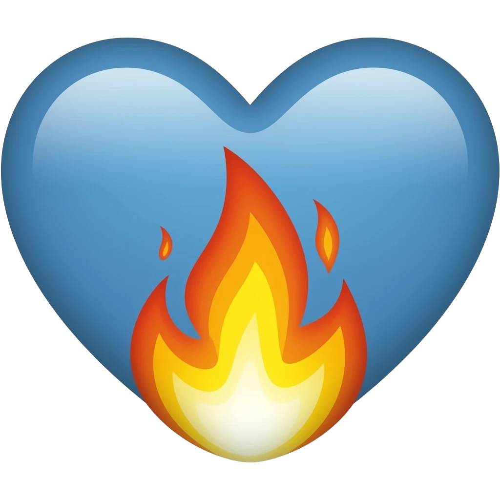 Blue heart with fire copy and paste emoji