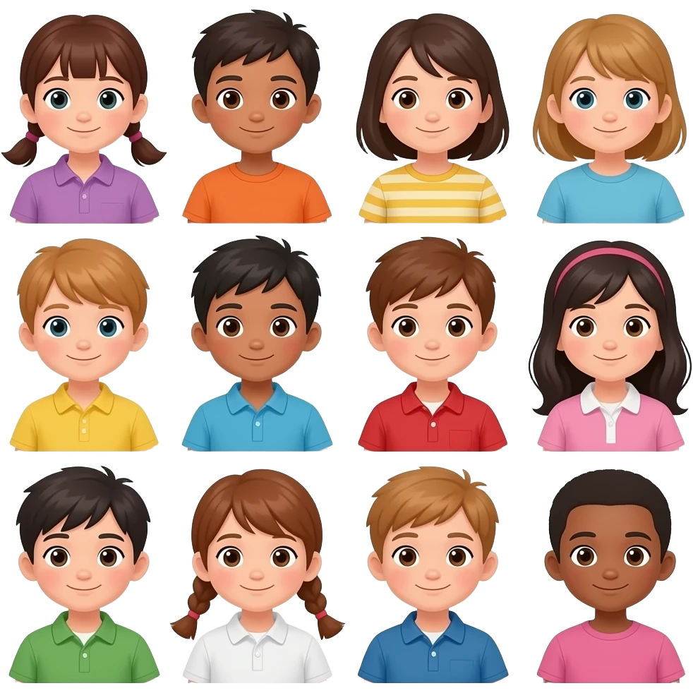 haz 20 niños mirando a atras emoji