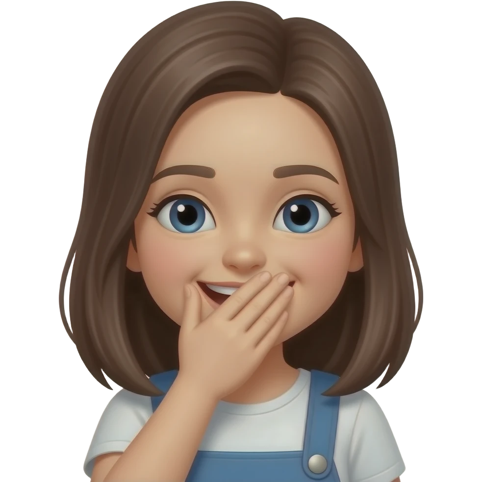 I want a girl trying not to laugh with her hand covering her mouth emoji