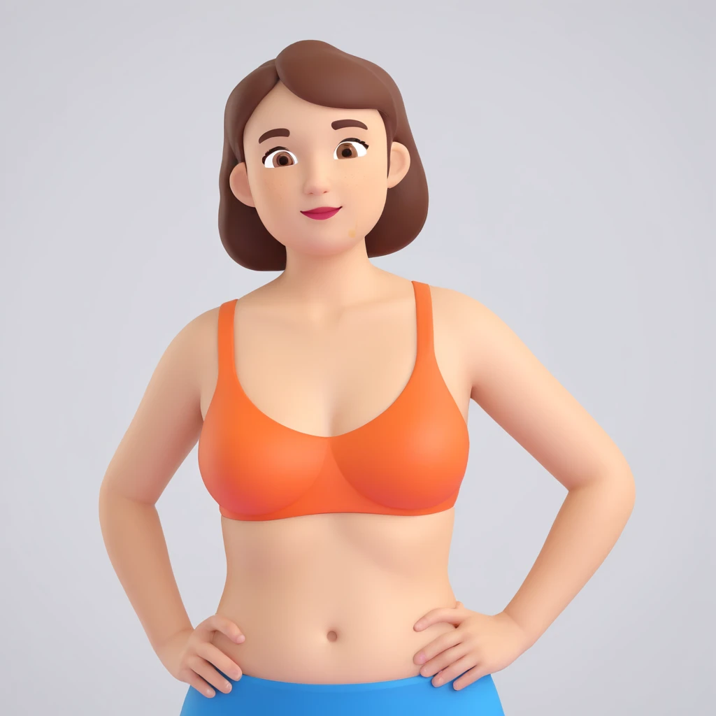 realistic 3D medical style image of a woman with PCOS, evident hirsutism on face and abdomen, clinical details, neutral background, portrait aspect ratio 2:3 emoji