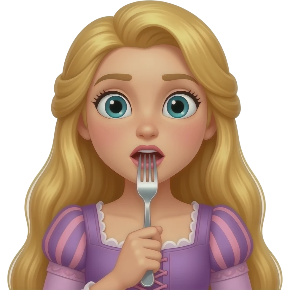 Rapunzel choking on fork. emoji