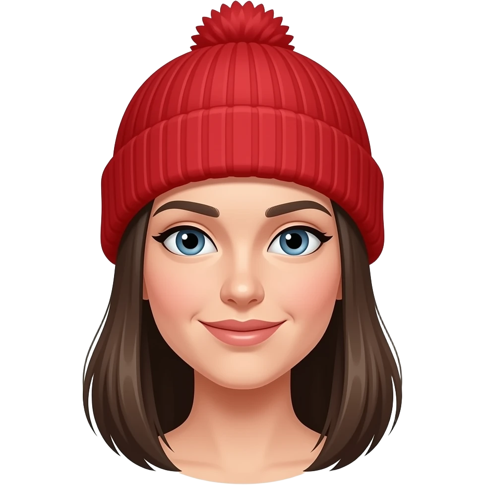 slim woman with red snow cap emoji