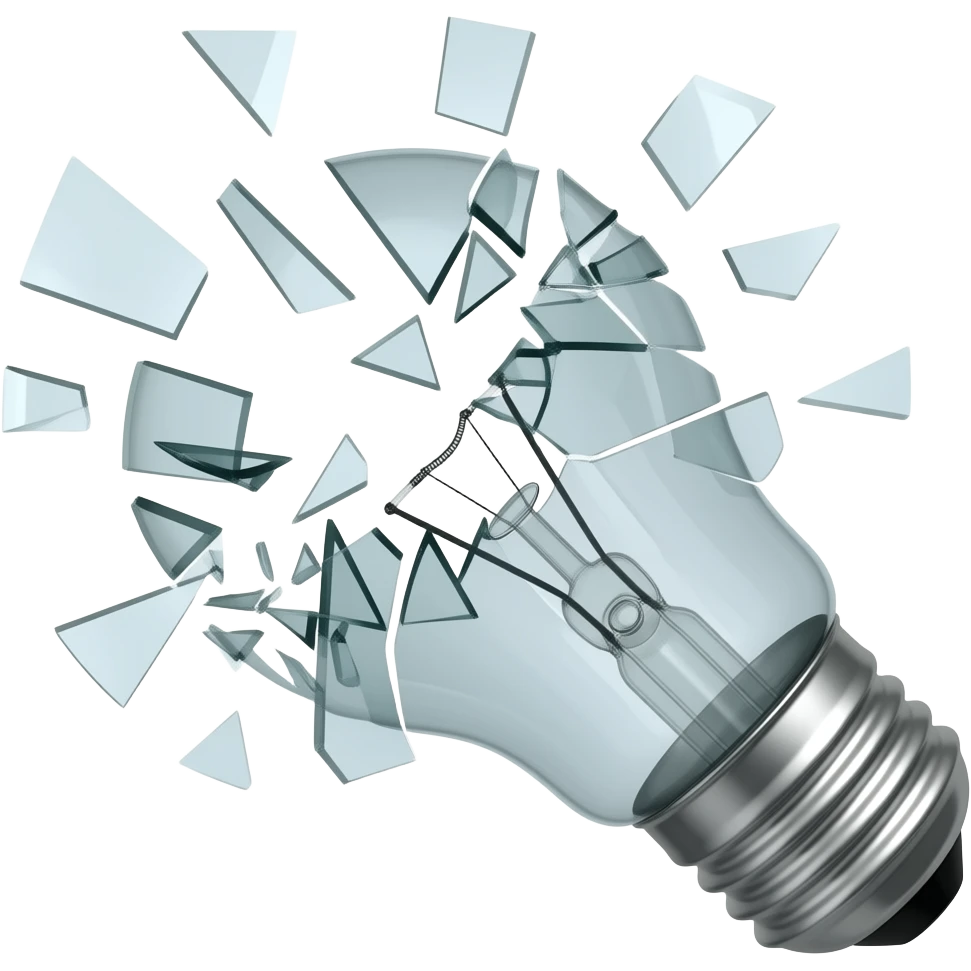 A lightbulb shattering emoji