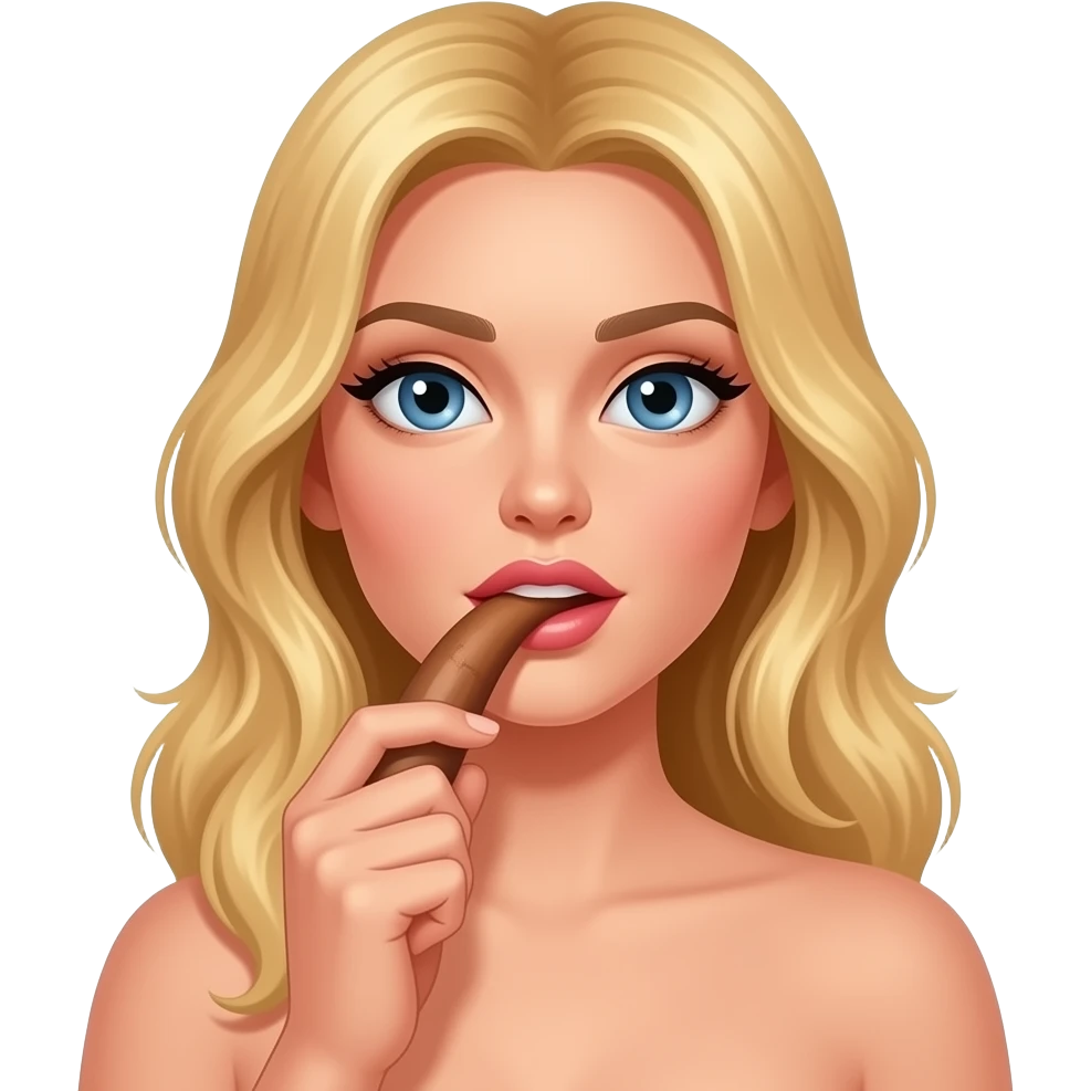 Create a sexy blonde women naked sucking a cock emoji