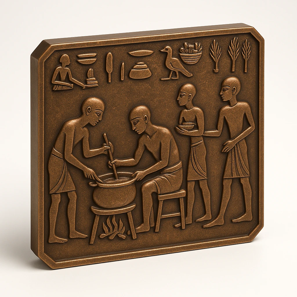 ancient Egyptian cooking scene in hieroglyphic style emoji