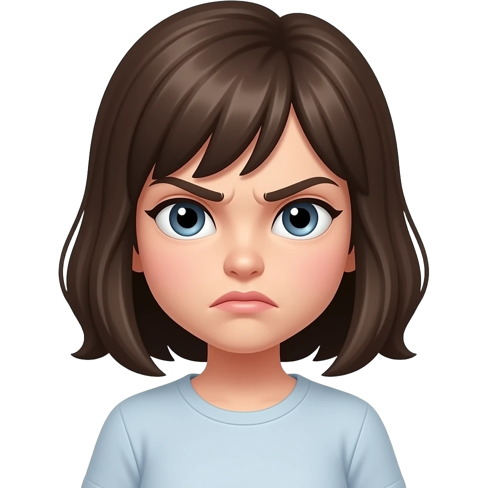 Un emoji de una chica seria enojada emoji