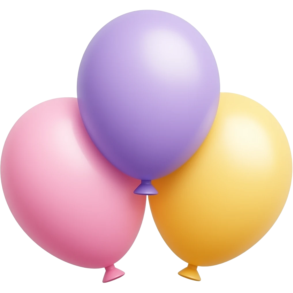 globos de colores pastele lila, rosado y amarillo juntos emoji