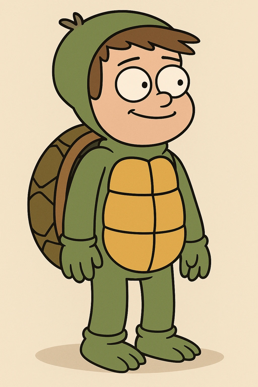 A boy brown hair A turtle costume emoji