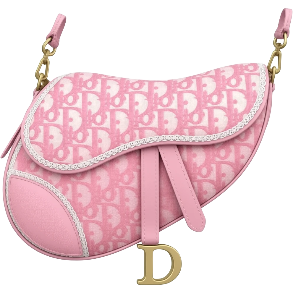 Pink Dior Oblique Embroidery and White Lace saddle bag emoji