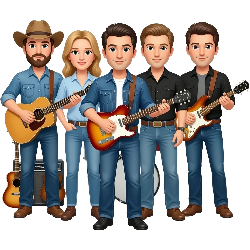 country music band playing with several members and instruments emoji