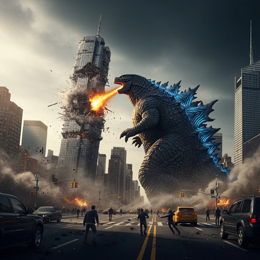 godzilla attackig ny emoji