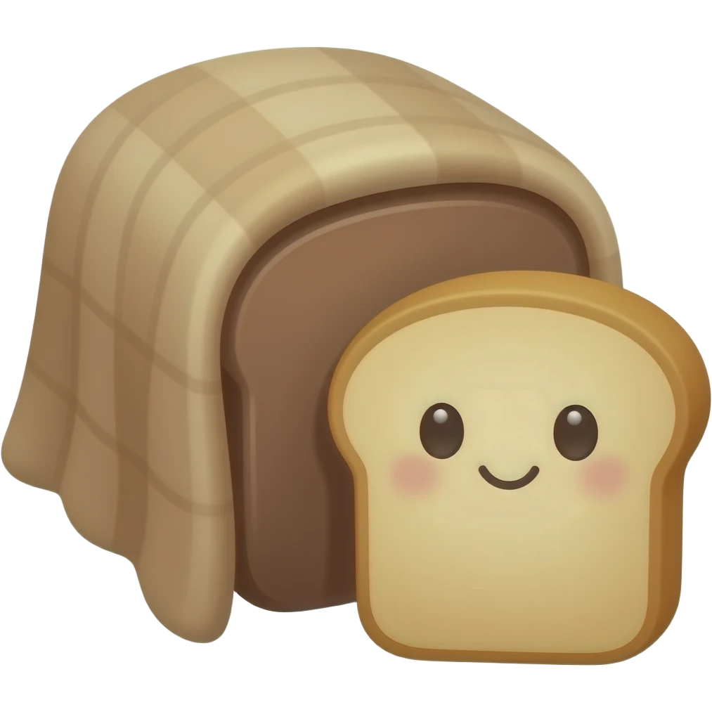 Light brown blanket and bread plushie emoji