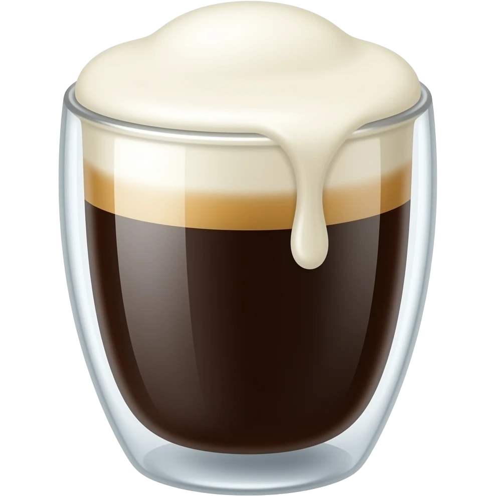 black coffee topped with flat milk foam in a glass emoji