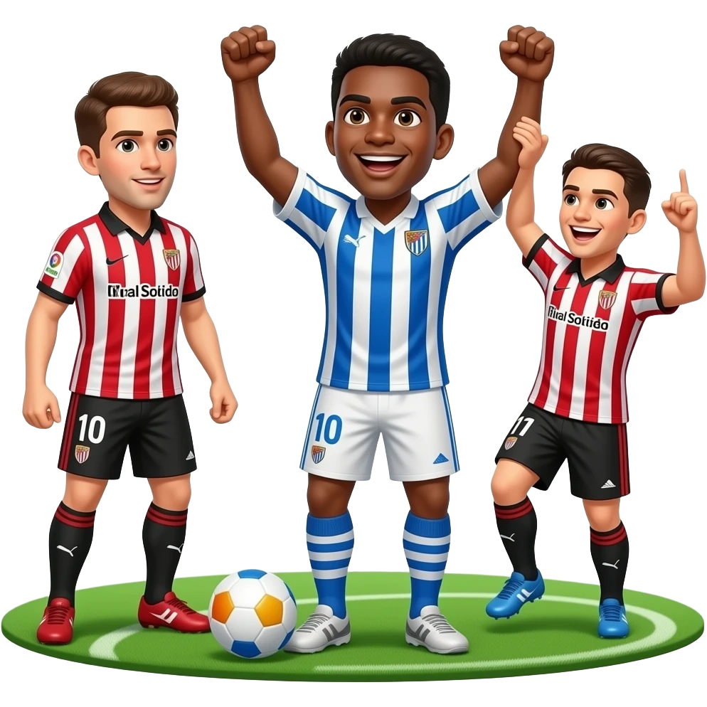 Muestra Jugadores del Athletic de Bilbao y de la Real Sociedad, jugando a la copa del Rey, y ganando la Real Sociedad emoji