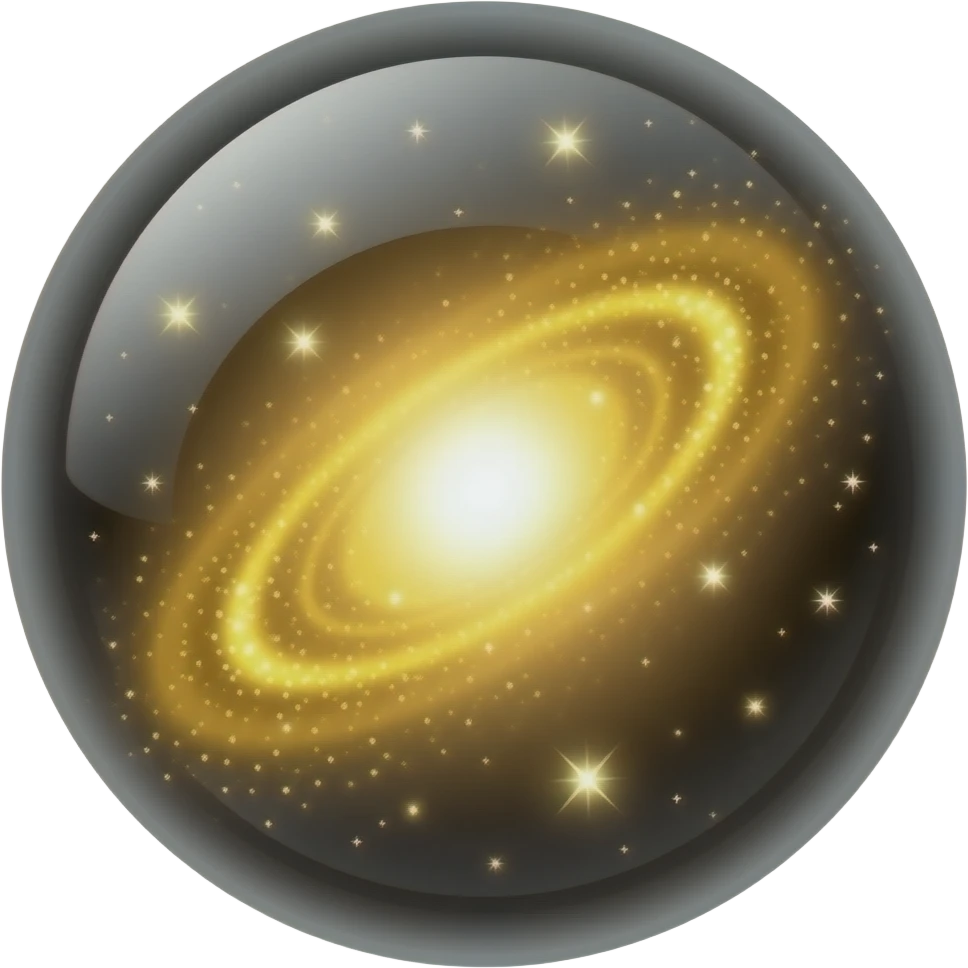 Sparkly golden Nebula galaxy crystal orb emoji