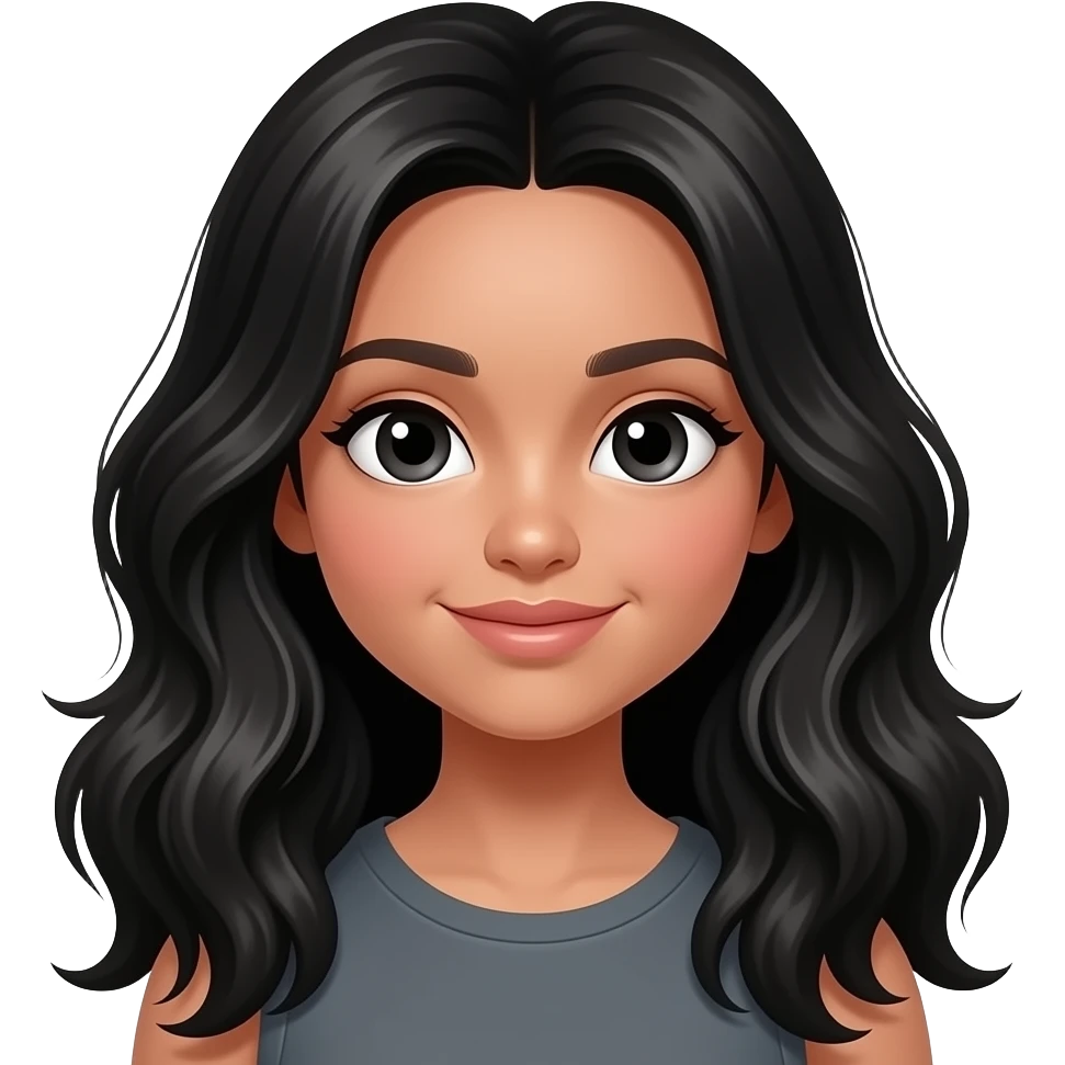 a lightskin girl with long waivy black hair and big black eyes emoji