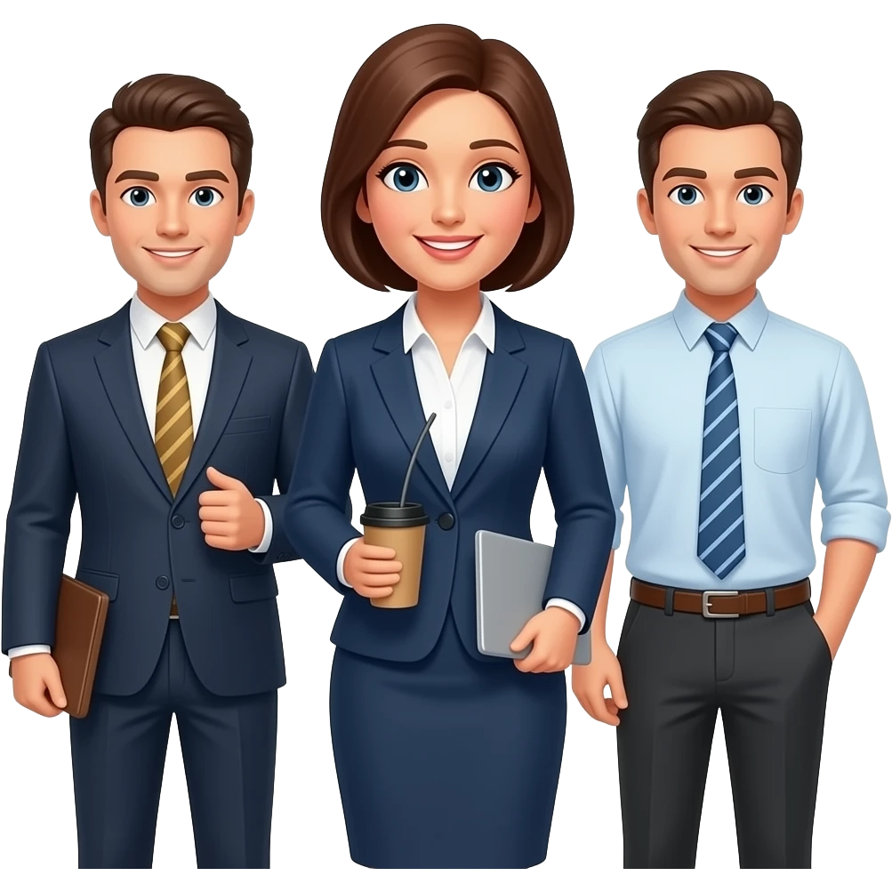 외근을 나가는 회사 팀원들 3인 emoji