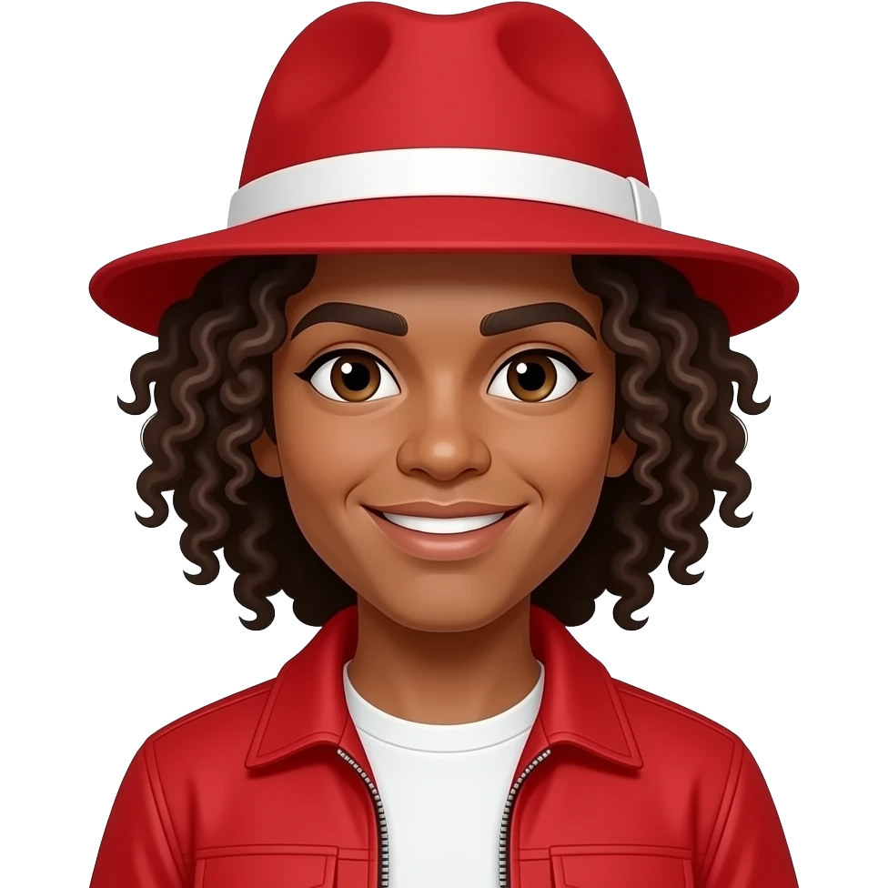 Make his hat red replace the black part on his hat with white and the replace the blue part with red replace his skin color with brown replace his blue jacket with red and replace is your hair with curly hair emoji