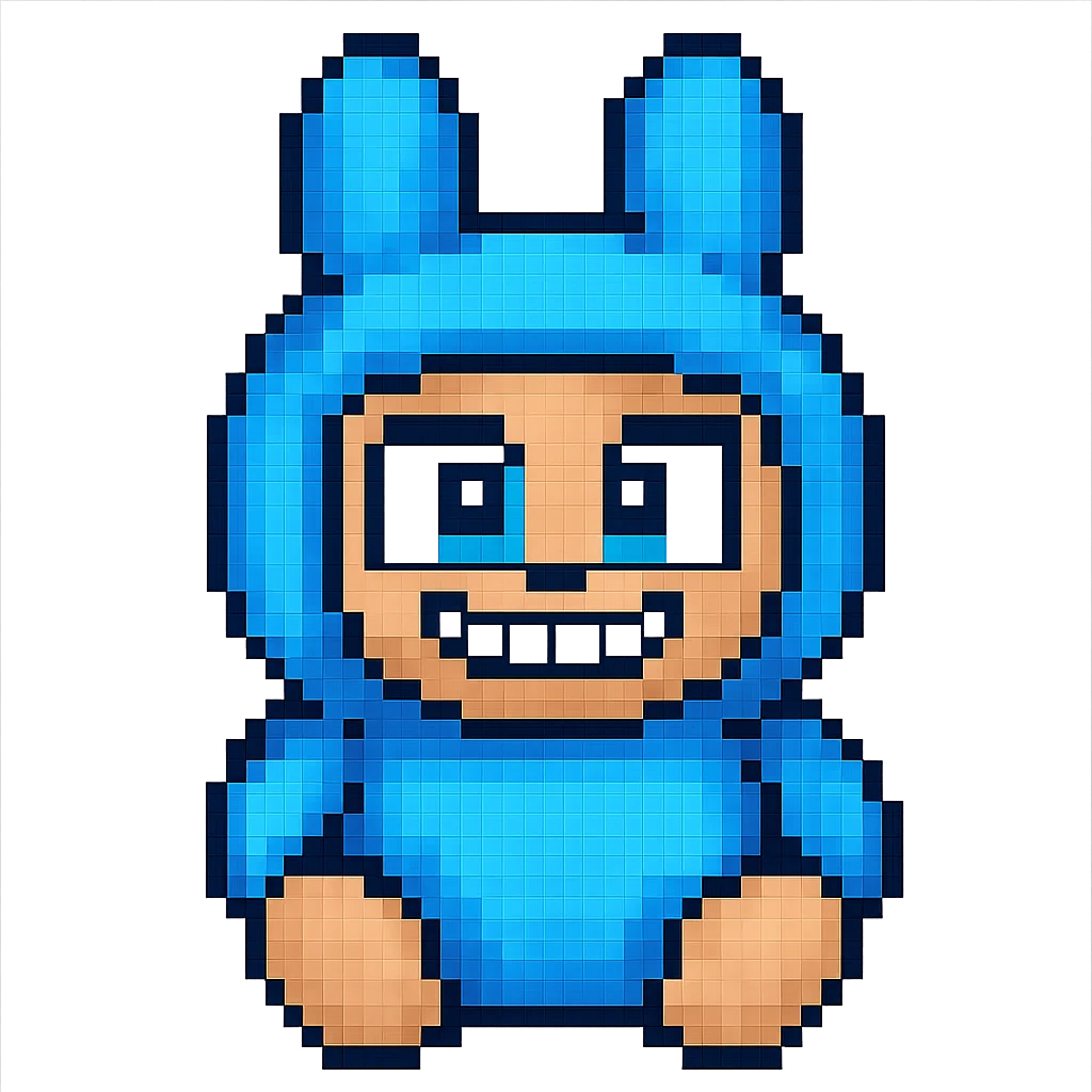 Isolate the blue bunny plushie from the image, preserving all original details and colors, with a transparent background. emoji