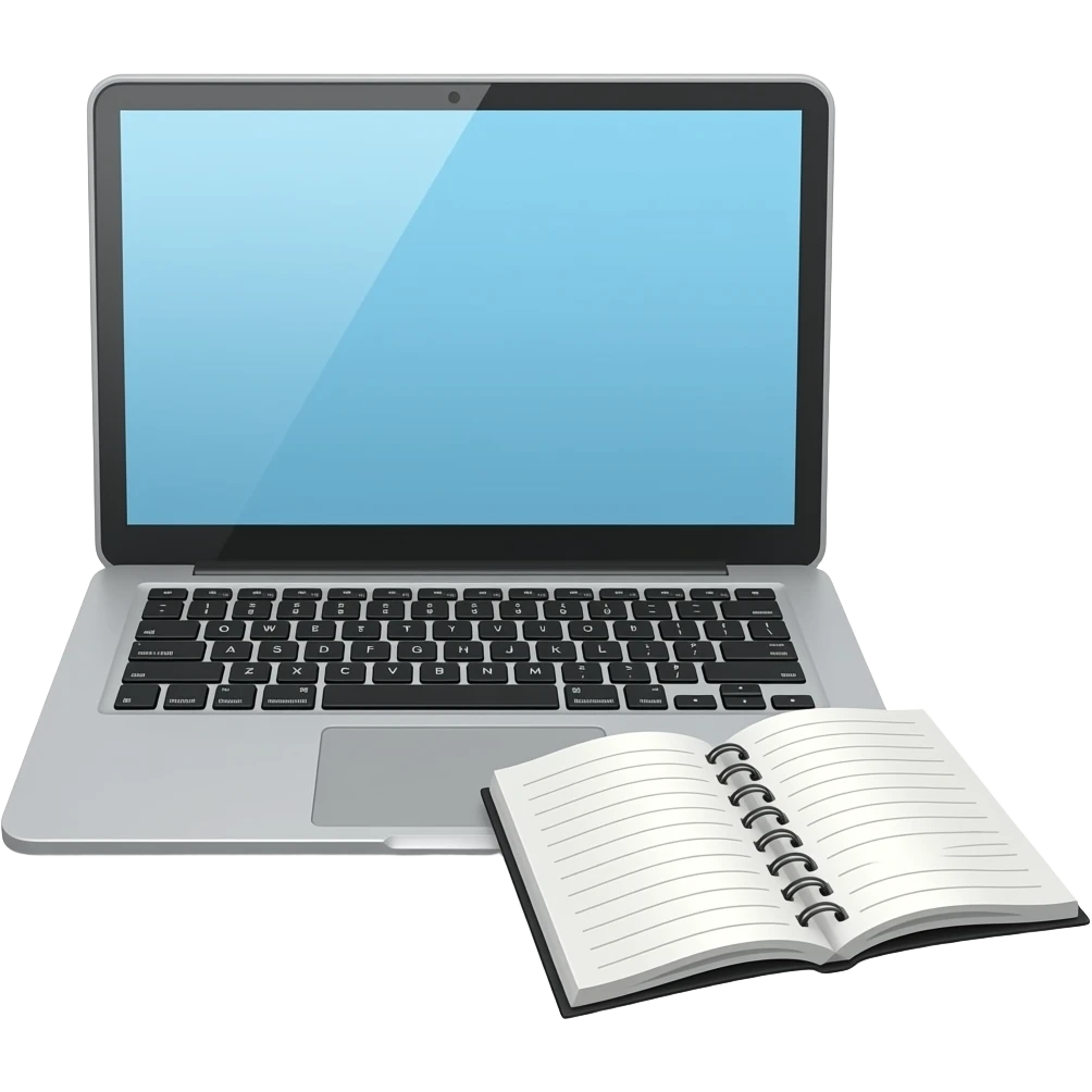 mackbook with notebook emoji