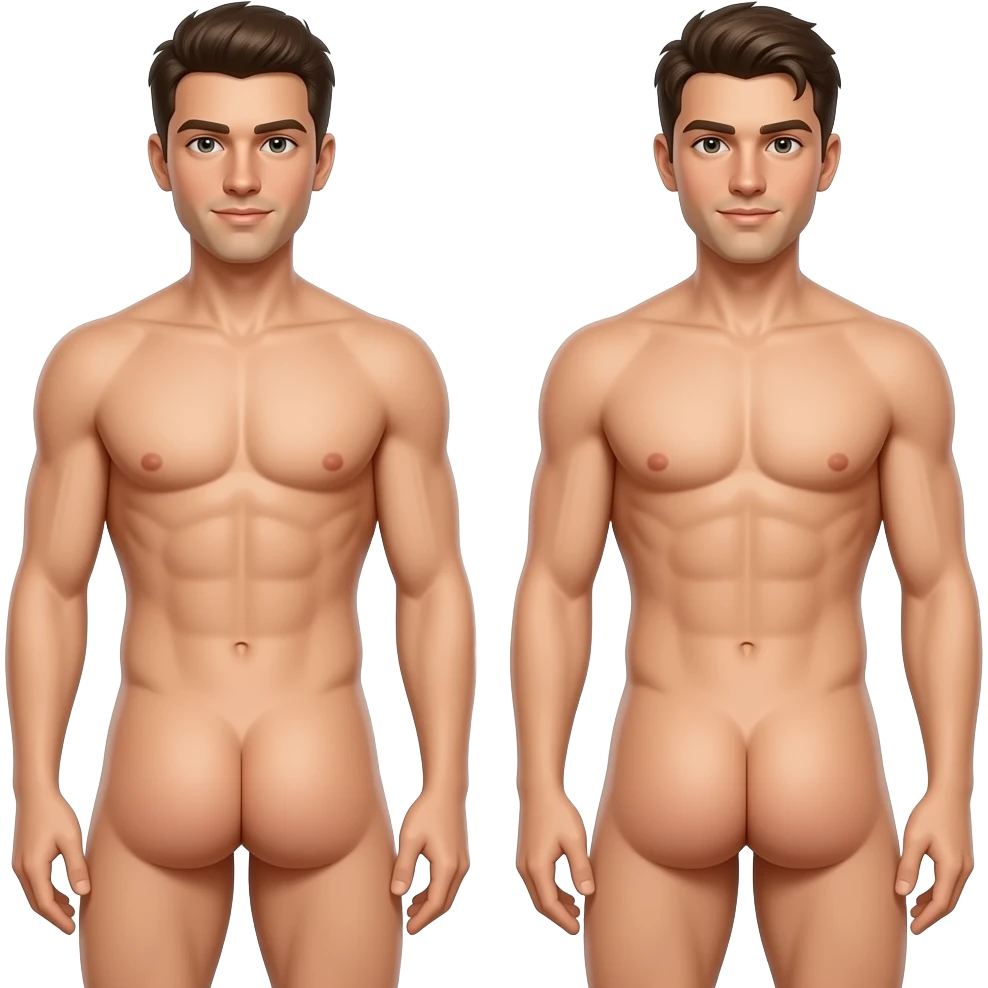 Two naked men with big butts emoji