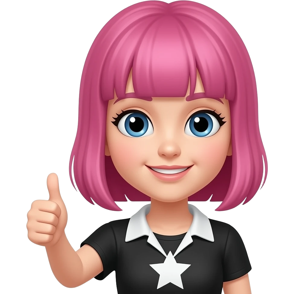 girl with pink hair holding a thumb up. emoji