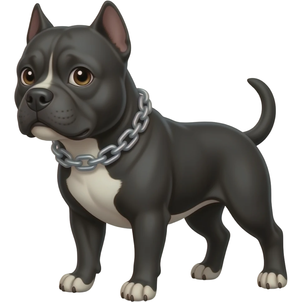 black pitbull with a silver chain collar emoji